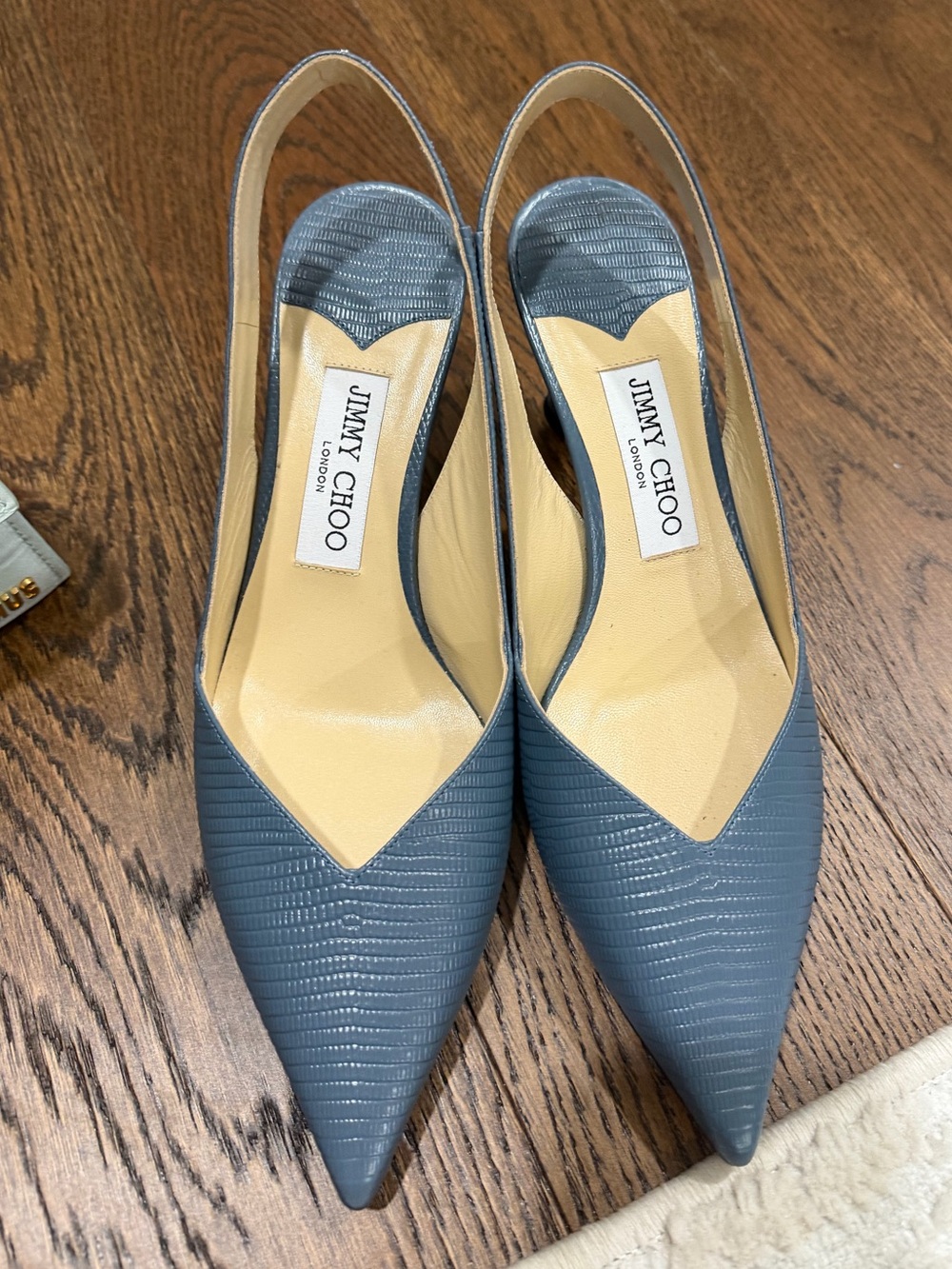 Jimmy Choo Slate Blue Pointed Slingback Mules - Picture 1 of 2